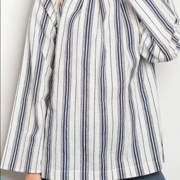 Navy Striped Blouse - Picture 3 of 3
